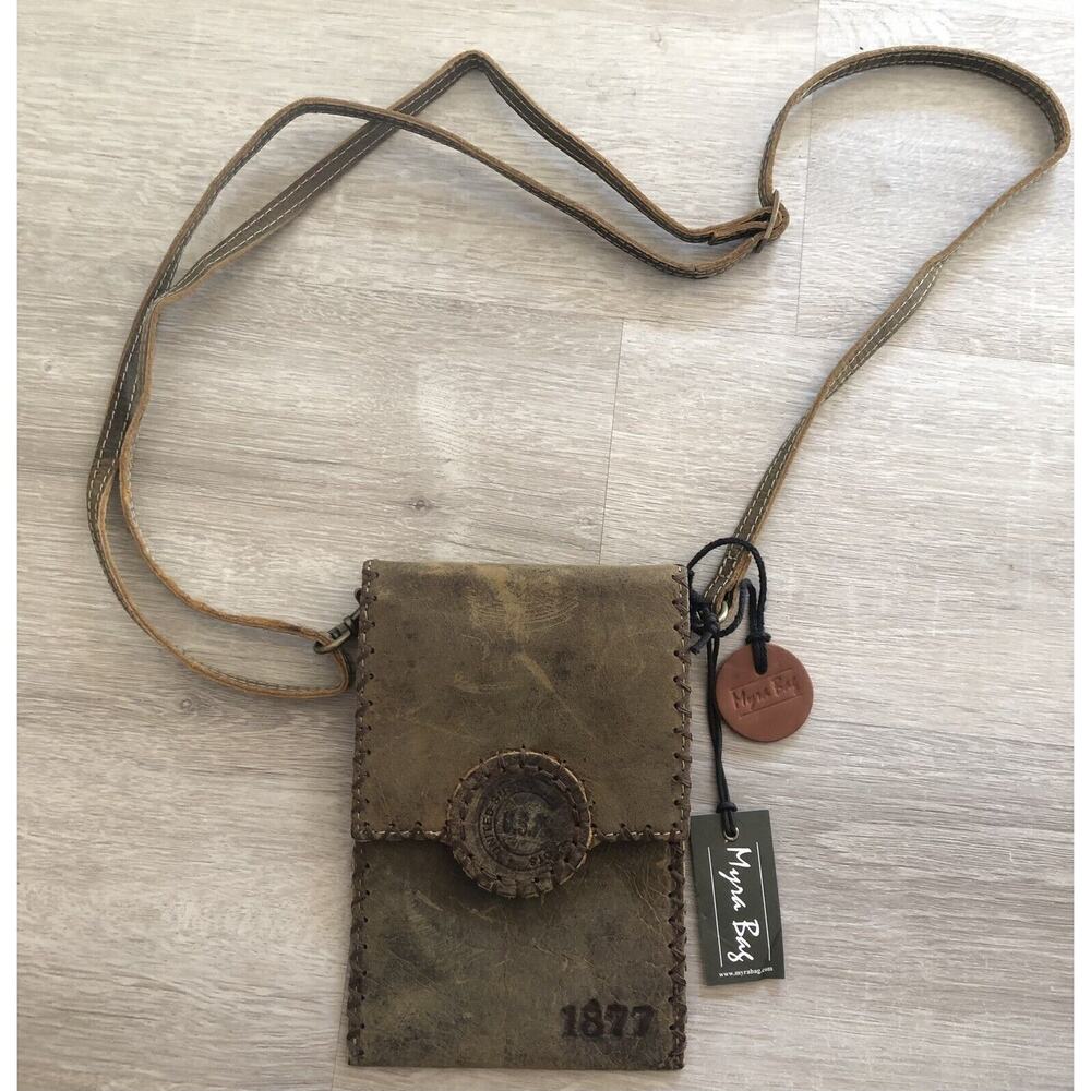 Myra Crossbody Wallet “Mahogany Bloom Wallet” Leather NEW With Tags